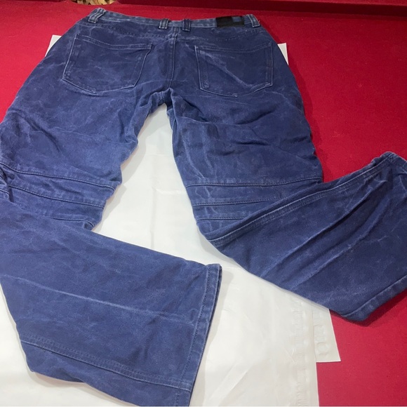 NOIZ Jeans 34 Blue Straight Leg Moto Ribbed Dark Wash Biker Street Faded Men 34 - Picture 15 of 15